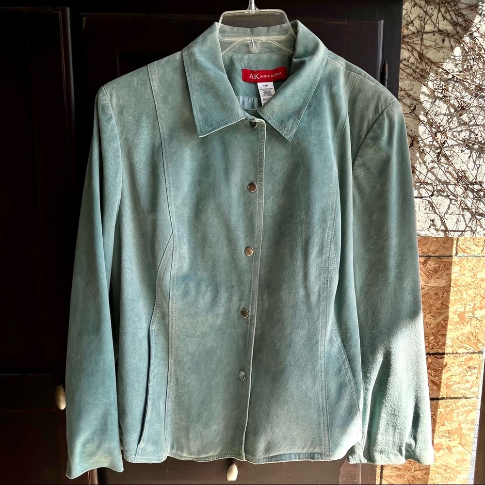 AK Anne Klein - Aqua Suede Leather Jacket